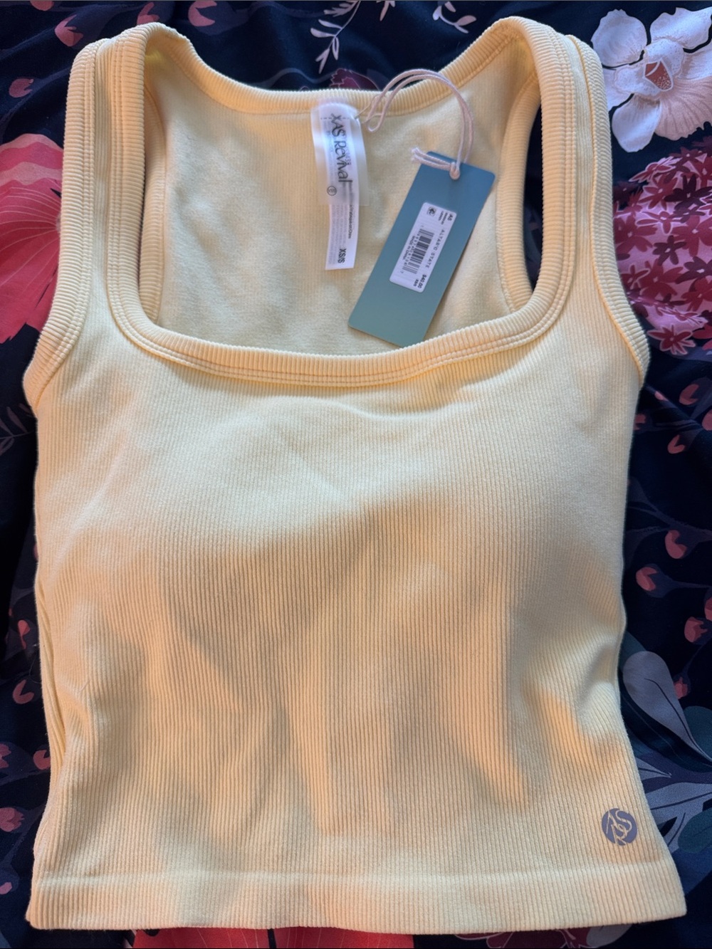 Altar'd State Yellow Ribbed Square-Neck Crop Tank